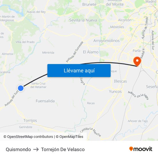 Quismondo to Torrejón De Velasco map