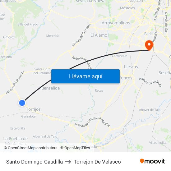 Santo Domingo-Caudilla to Torrejón De Velasco map