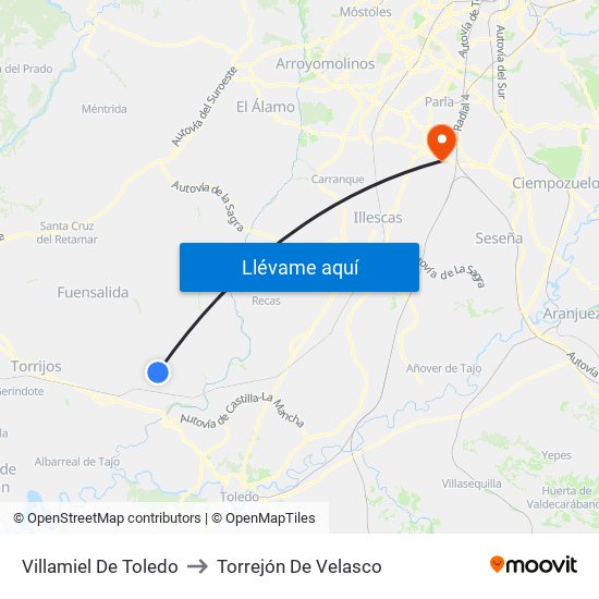 Villamiel De Toledo to Torrejón De Velasco map