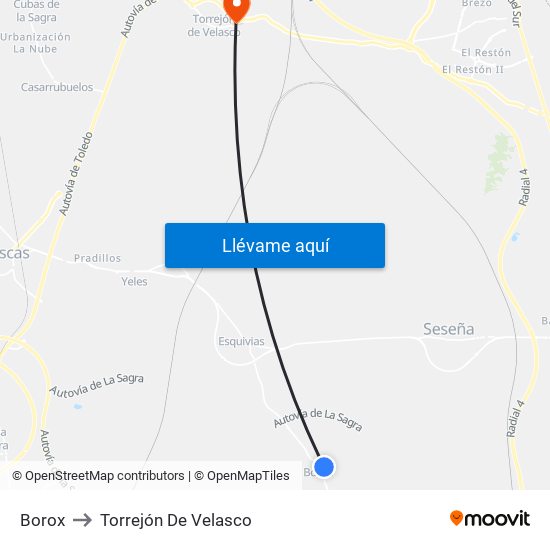 Borox to Torrejón De Velasco map