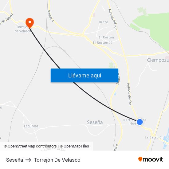 Seseña to Torrejón De Velasco map