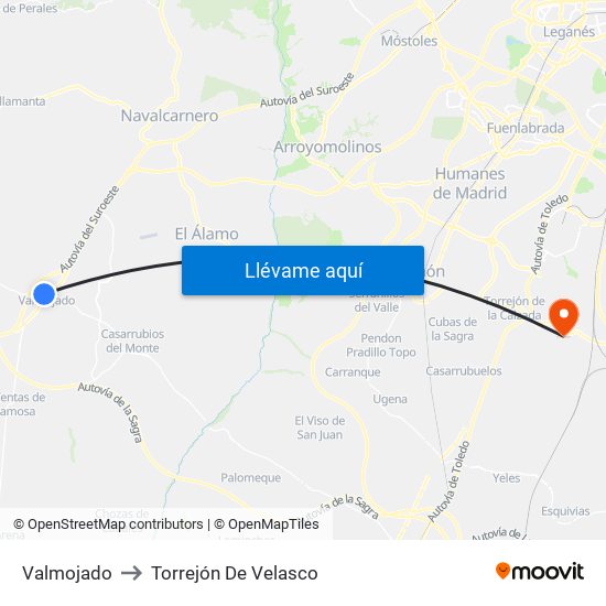 Valmojado to Torrejón De Velasco map