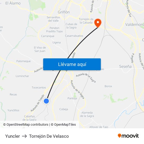 Yuncler to Torrejón De Velasco map