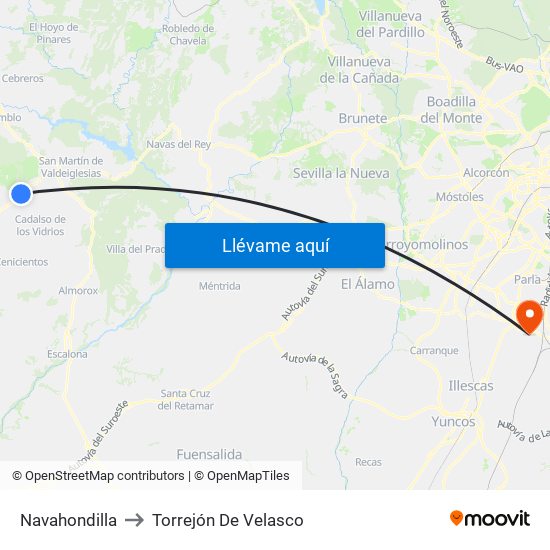 Navahondilla to Torrejón De Velasco map