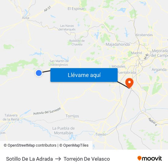 Sotillo De La Adrada to Torrejón De Velasco map