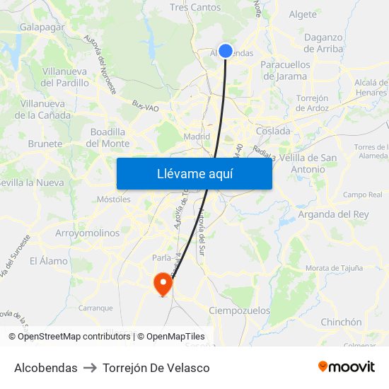 Alcobendas to Torrejón De Velasco map