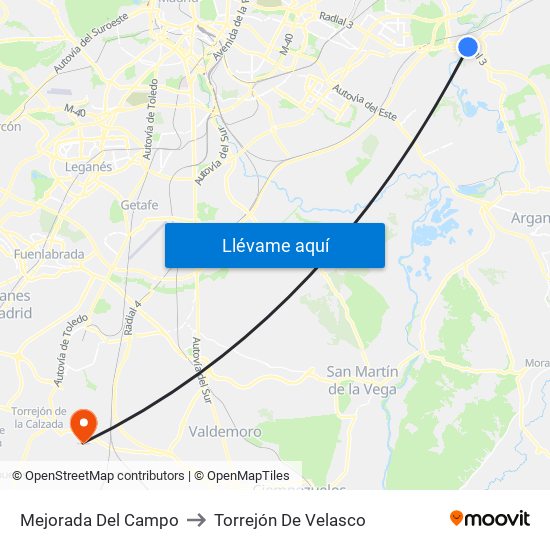 Mejorada Del Campo to Torrejón De Velasco map