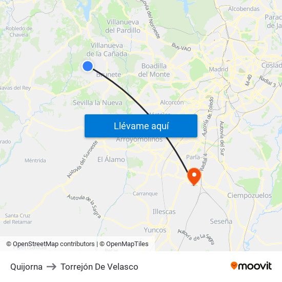 Quijorna to Torrejón De Velasco map