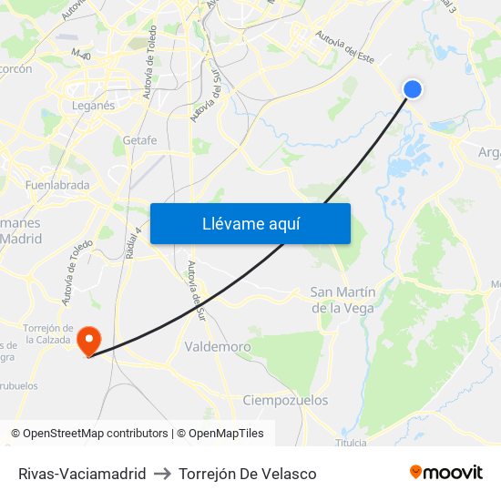 Rivas-Vaciamadrid to Torrejón De Velasco map