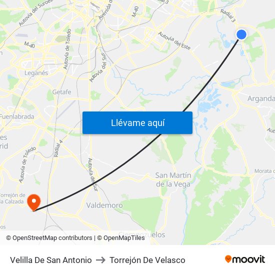 Velilla De San Antonio to Torrejón De Velasco map