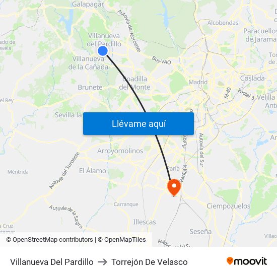 Villanueva Del Pardillo to Torrejón De Velasco map