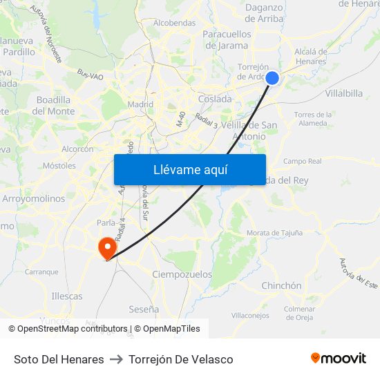 Soto Del Henares to Torrejón De Velasco map