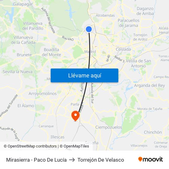 Mirasierra - Paco De Lucía to Torrejón De Velasco map