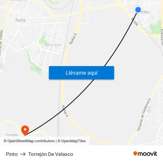 Pinto to Torrejón De Velasco map