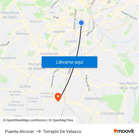 Puente Alcocer to Torrejón De Velasco map