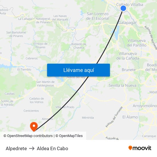 Alpedrete to Aldea En Cabo map