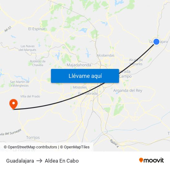 Guadalajara to Aldea En Cabo map