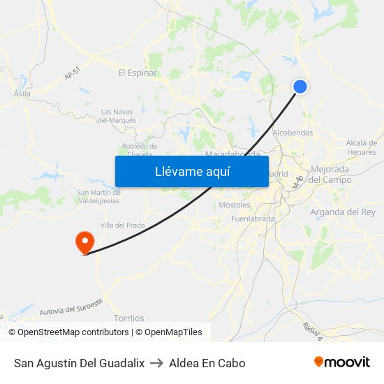 San Agustín Del Guadalix to Aldea En Cabo map