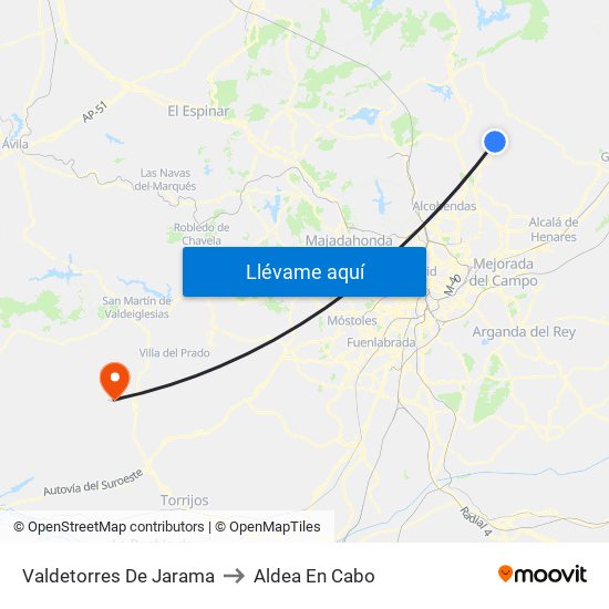 Valdetorres De Jarama to Aldea En Cabo map