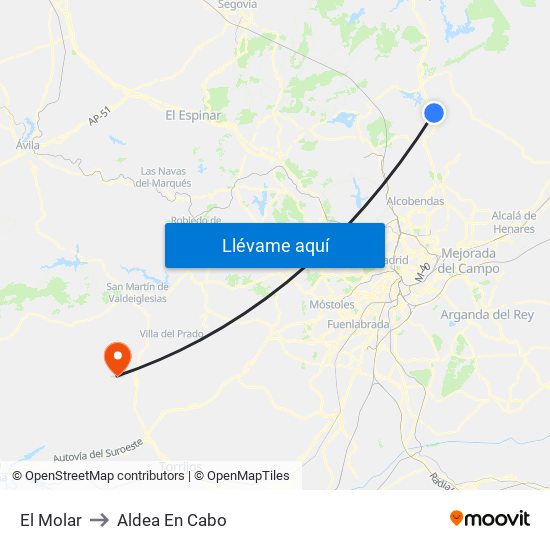 El Molar to Aldea En Cabo map