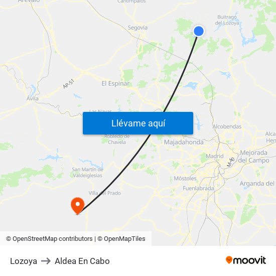 Lozoya to Aldea En Cabo map