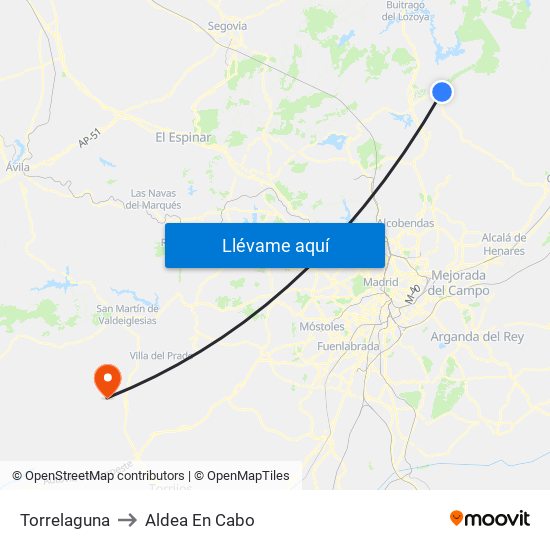 Torrelaguna to Aldea En Cabo map