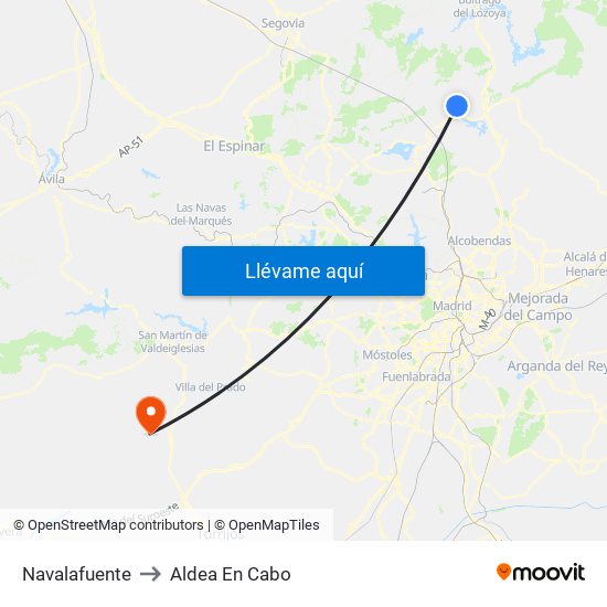 Navalafuente to Aldea En Cabo map