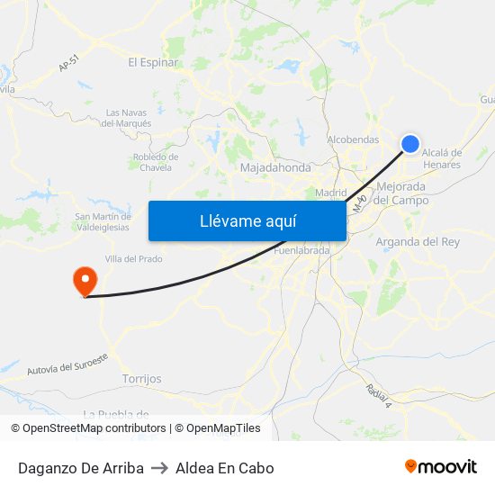 Daganzo De Arriba to Aldea En Cabo map