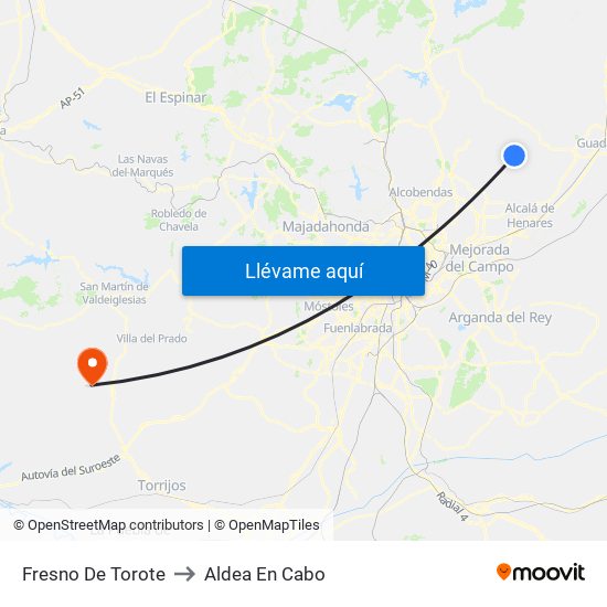 Fresno De Torote to Aldea En Cabo map