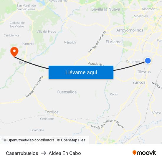 Casarrubuelos to Aldea En Cabo map