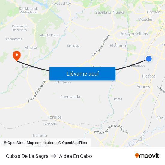 Cubas De La Sagra to Aldea En Cabo map