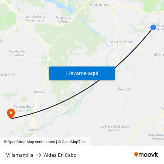 Villamantilla to Aldea En Cabo map