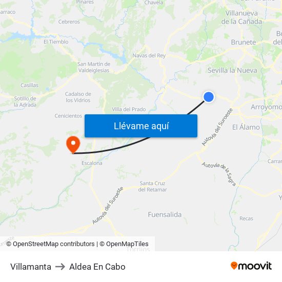 Villamanta to Aldea En Cabo map