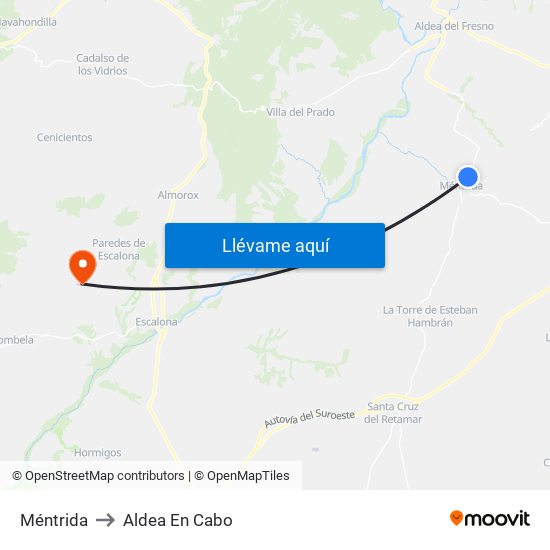 Méntrida to Aldea En Cabo map