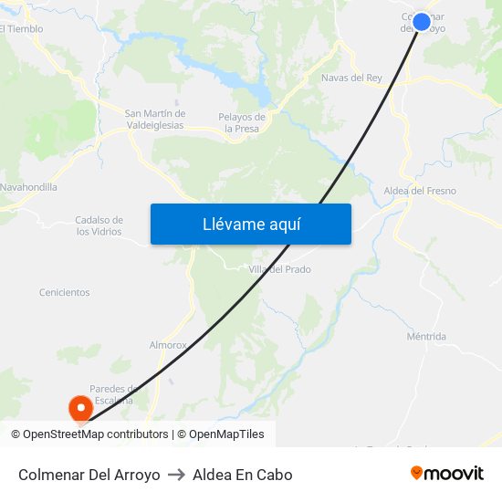 Colmenar Del Arroyo to Aldea En Cabo map