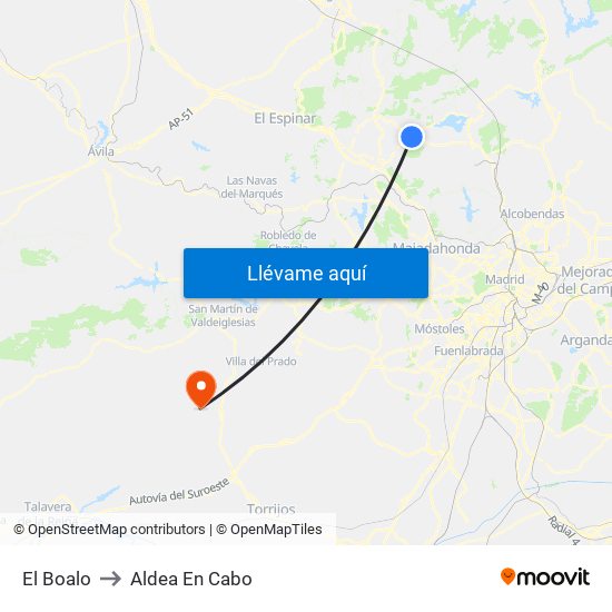 El Boalo to Aldea En Cabo map