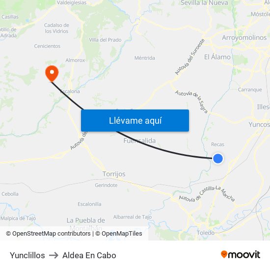 Yunclillos to Aldea En Cabo map