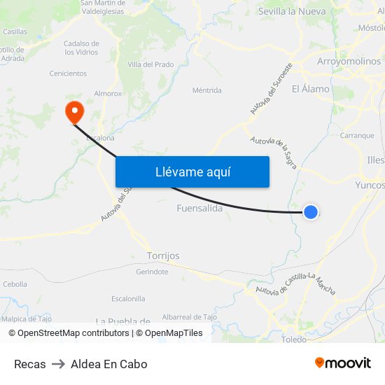 Recas to Aldea En Cabo map