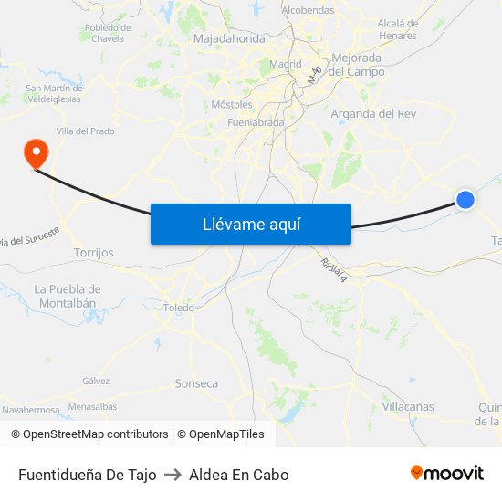 Fuentidueña De Tajo to Aldea En Cabo map