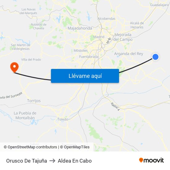 Orusco De Tajuña to Aldea En Cabo map