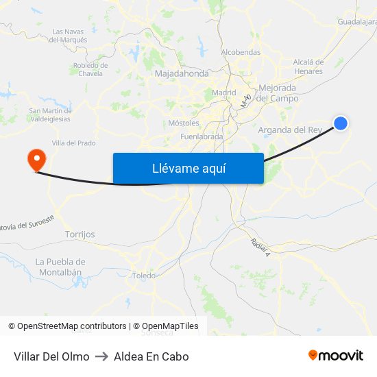 Villar Del Olmo to Aldea En Cabo map