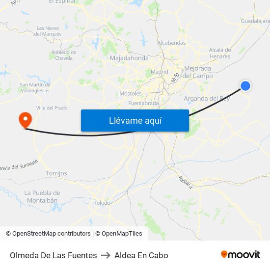 Olmeda De Las Fuentes to Aldea En Cabo map