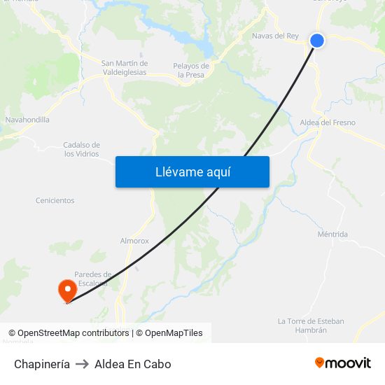Chapinería to Aldea En Cabo map