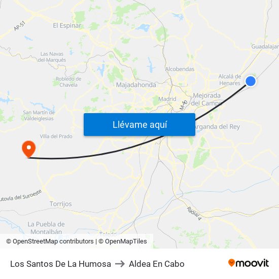 Los Santos De La Humosa to Aldea En Cabo map