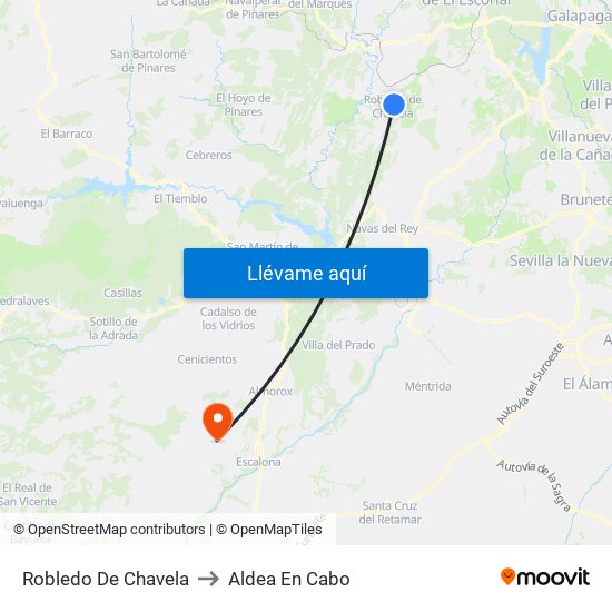 Robledo De Chavela to Aldea En Cabo map