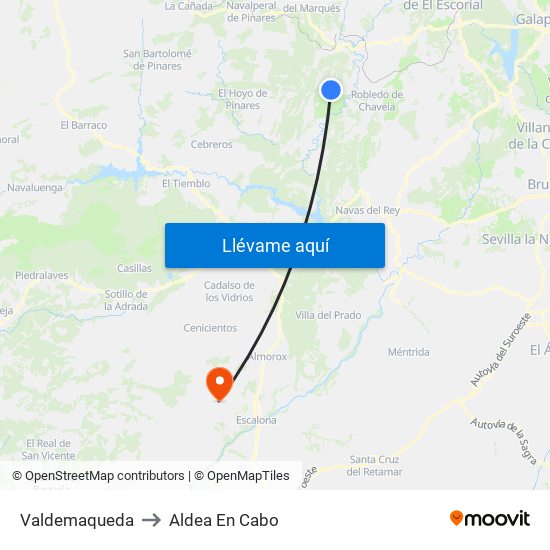 Valdemaqueda to Aldea En Cabo map