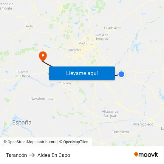 Tarancón to Aldea En Cabo map