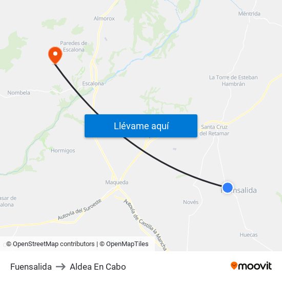 Fuensalida to Aldea En Cabo map