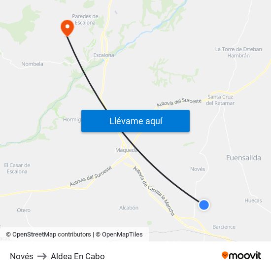 Novés to Aldea En Cabo map