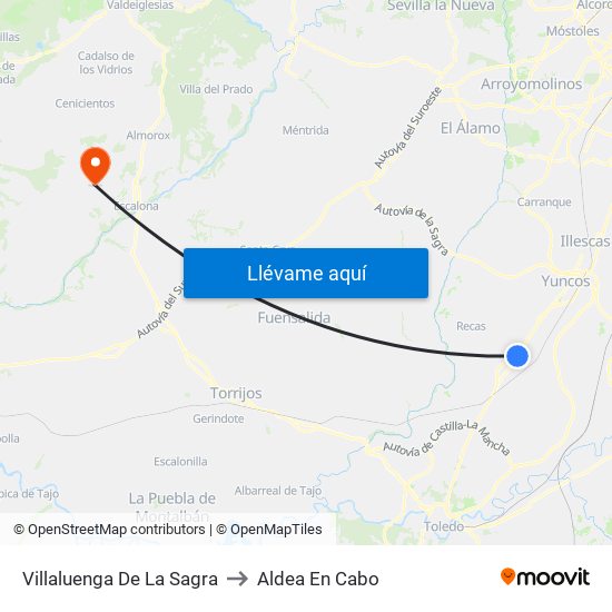 Villaluenga De La Sagra to Aldea En Cabo map